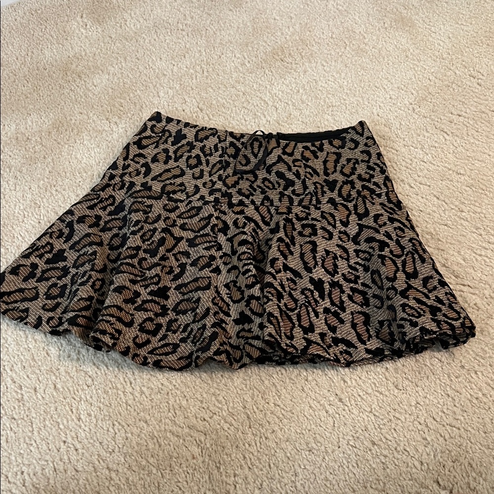 Free People Leopard Print Flared Skirt